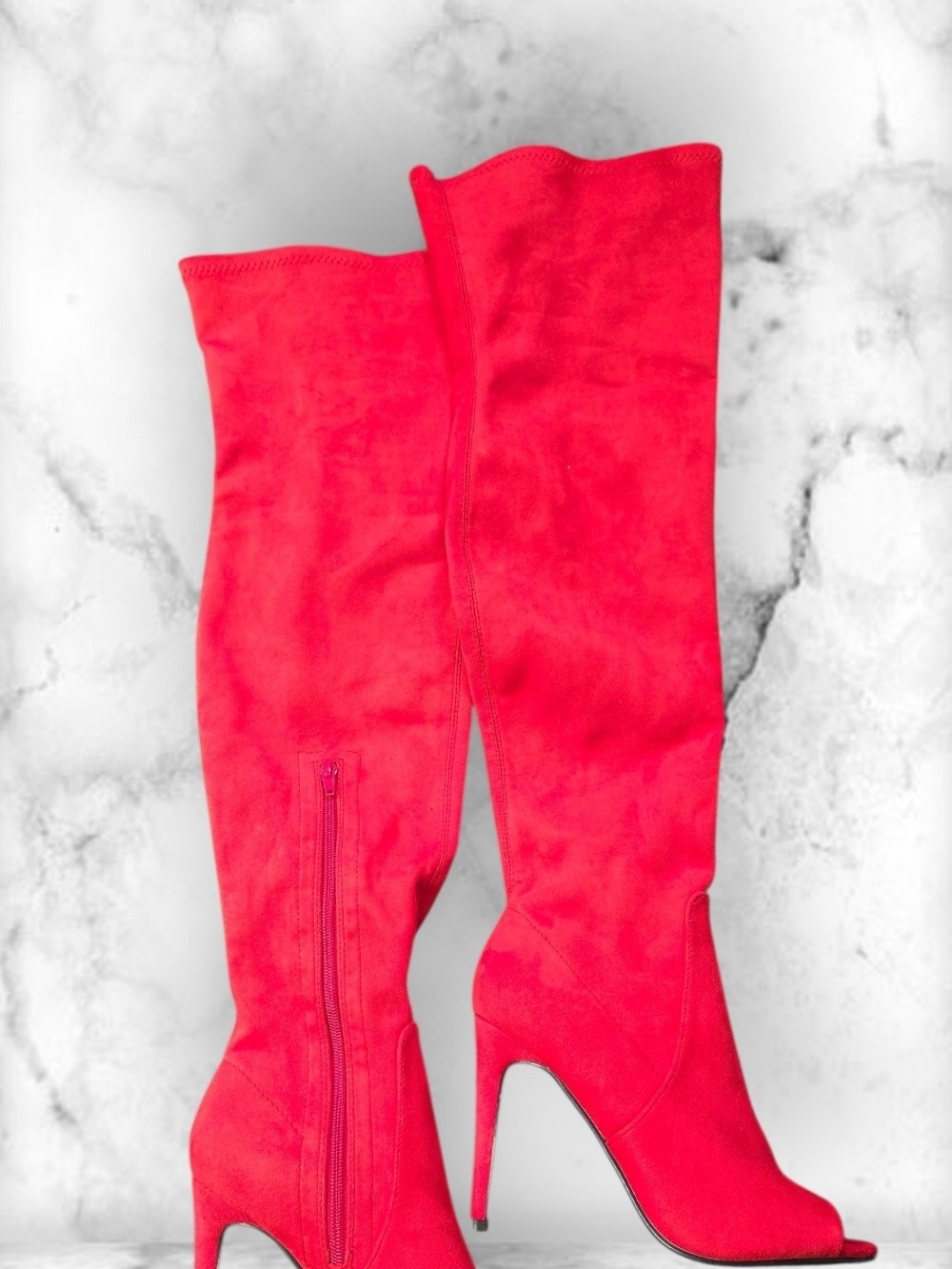 Red  Over-the-Knee Stiletto Boots